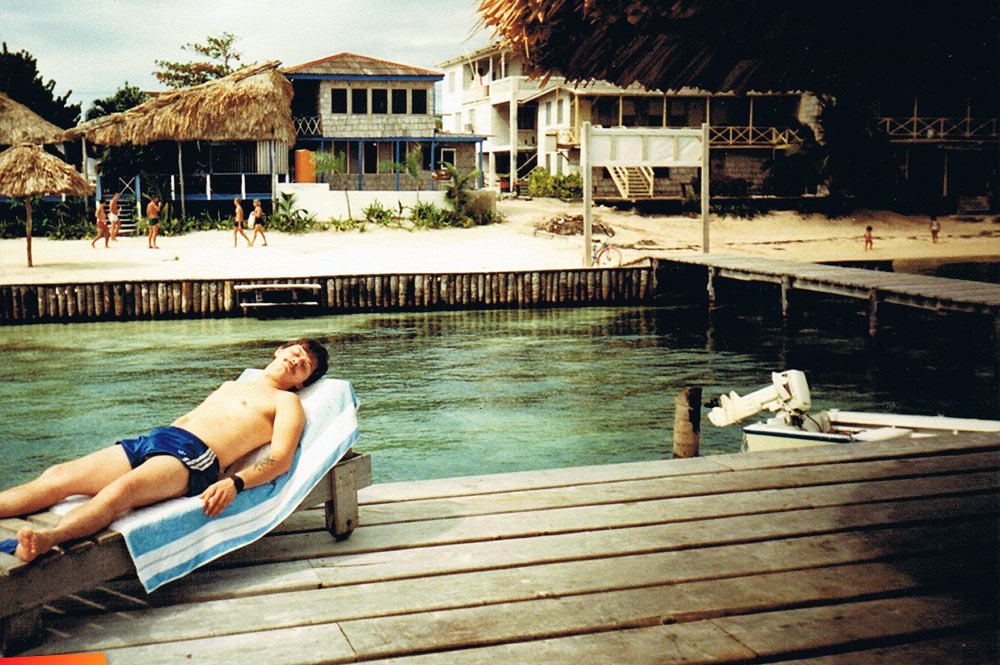 Enjoying the sun on the Fido's dock,  1988ish