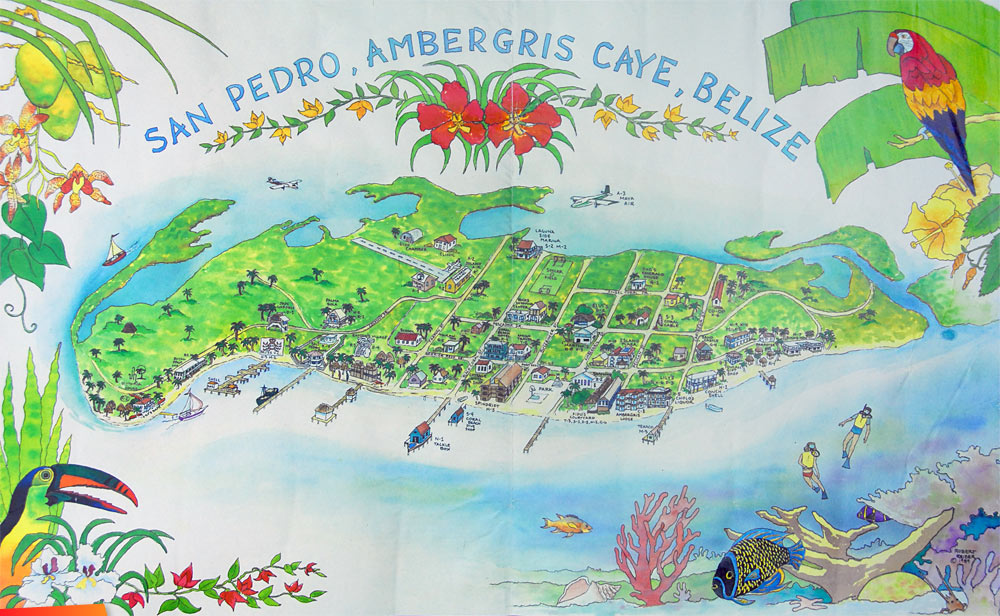 Poster/map of Ambergris Caye from the early 1990s
