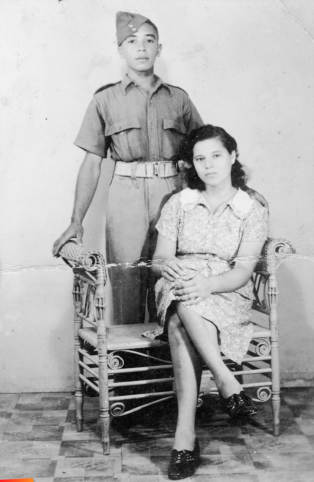 Miss Nils and her husband in his uniform; he was from Honduras