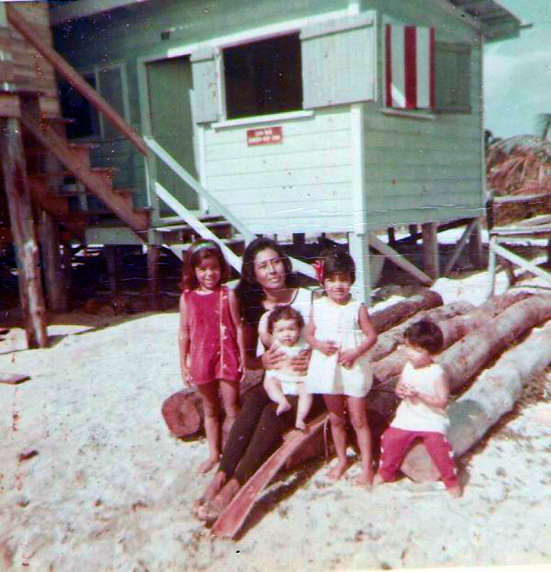 Auxillou family home on the beach on Caye Caulker, 1964 thereabouts