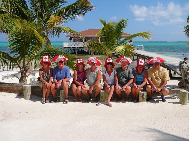 Group with Canadian hats later given to children