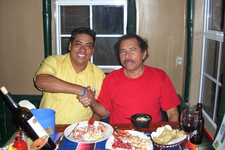 His Excellency the President Daniel Ortega of Nicaragua and Rene Reyes at Cocina Caramba Restaurant