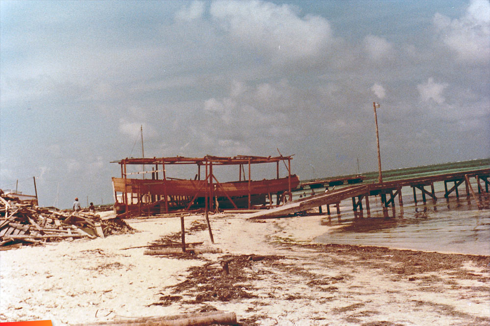 The 22 foot boat for the fishing cooperative being built in San Pedro, 1976