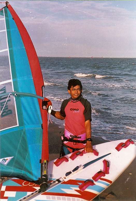 Tacio Badillo at the Mistral World Championships, 1989