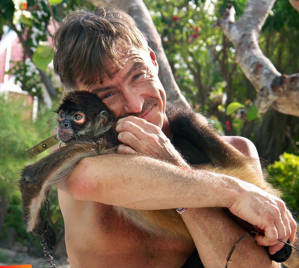 Marty Casado with Spanish's spider monkey, 1998