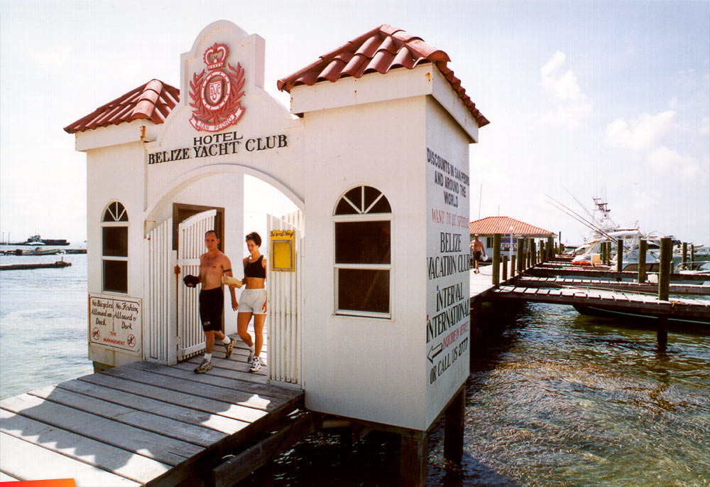 Two views of the Belize Yacht Club dock area, 2001
