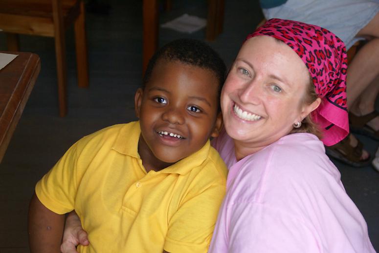 Dawn, an occupation therapist on a mission trip to the Holy Cross School with Jaymin Stuart