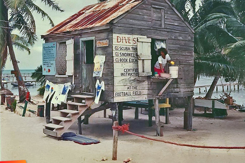 Dive Shop on Caye Caulker, 1990