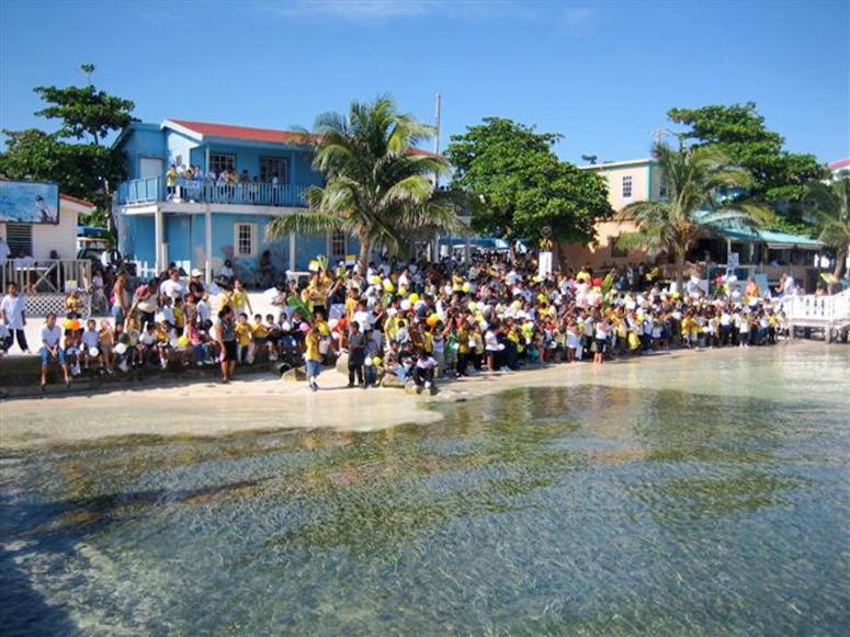 Garifuna settlement landing reenactment in San Pedro yesterday