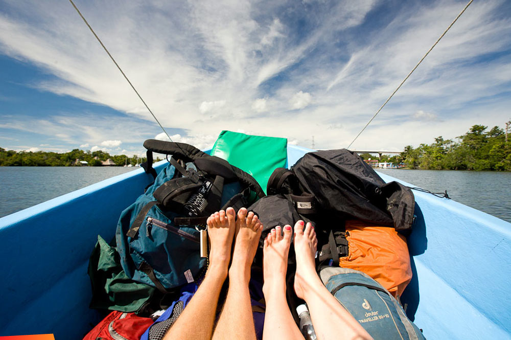 Happy feet!  Taken on a boat ride from Guatemala to Belize.