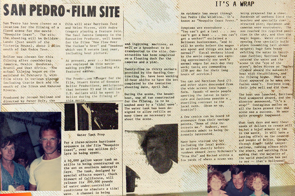 Article in the Coconut Telegraph, about the filming of Mosquito Coast (released 1986)