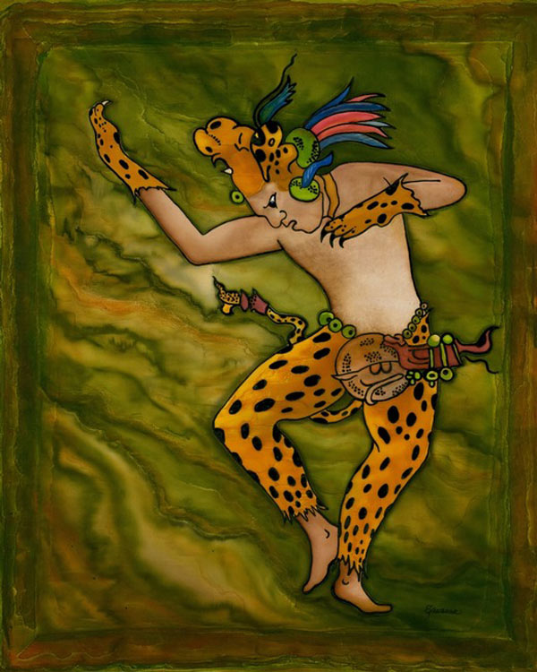 Jaguar Shaman - silk painting