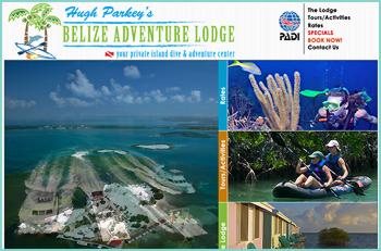 Welcome to Hugh Parkey's Belize Adventure Lodge, on the 186 acre privately owned Spanish Look-Out Caye located just 25 minutes from Belize City and a short distance from the barrier reef. The Belize Adventure Lodge is a full service facility offering 12 individual cabanas over the water, comfortable student dormitory, restaurant, bar, gift shop, as well as meeting and classroom facilities for vacationers, educational and incentive reserach groups. Hugh Parkey's Belize Dive Connection, an established full service PADI facility on site, provides diverse dive and snorkel packages.