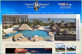 Captain Morgan’s Retreat features an elegant Vegas-style casino, the only full casino on Ambergris Caye with table games, slot machines, and full bar. Food service is available throughout Captain’s Casino. Complimentary drinks while you play. You can also enjoy our high definition flatscreen TVs at our elegant bar.  Our satellite feed has total access to international sports games and in high definition where available.