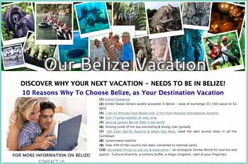 DISCOVER 10 REASONS WHY YOUR NEXT VACATION - NEEDS TO BE IN  BELIZE:   (1) English Speaking   (2) United States Dollars widely accepted  (3)  Over 40% of the country converted to national parks