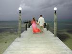 Just married stroll down the pier